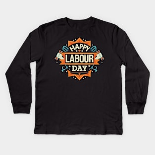 Happy Labour Day, International Labour Day T-shirt. Kids Long Sleeve T-Shirt